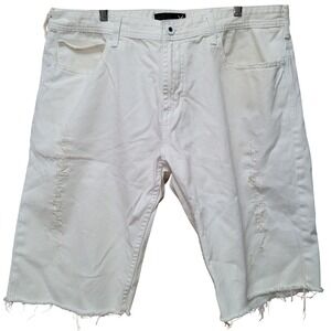 Vigoss Men 42 White Distressed Cutoff Denim Jean Shorts Preppy Y2K Beach Coastal